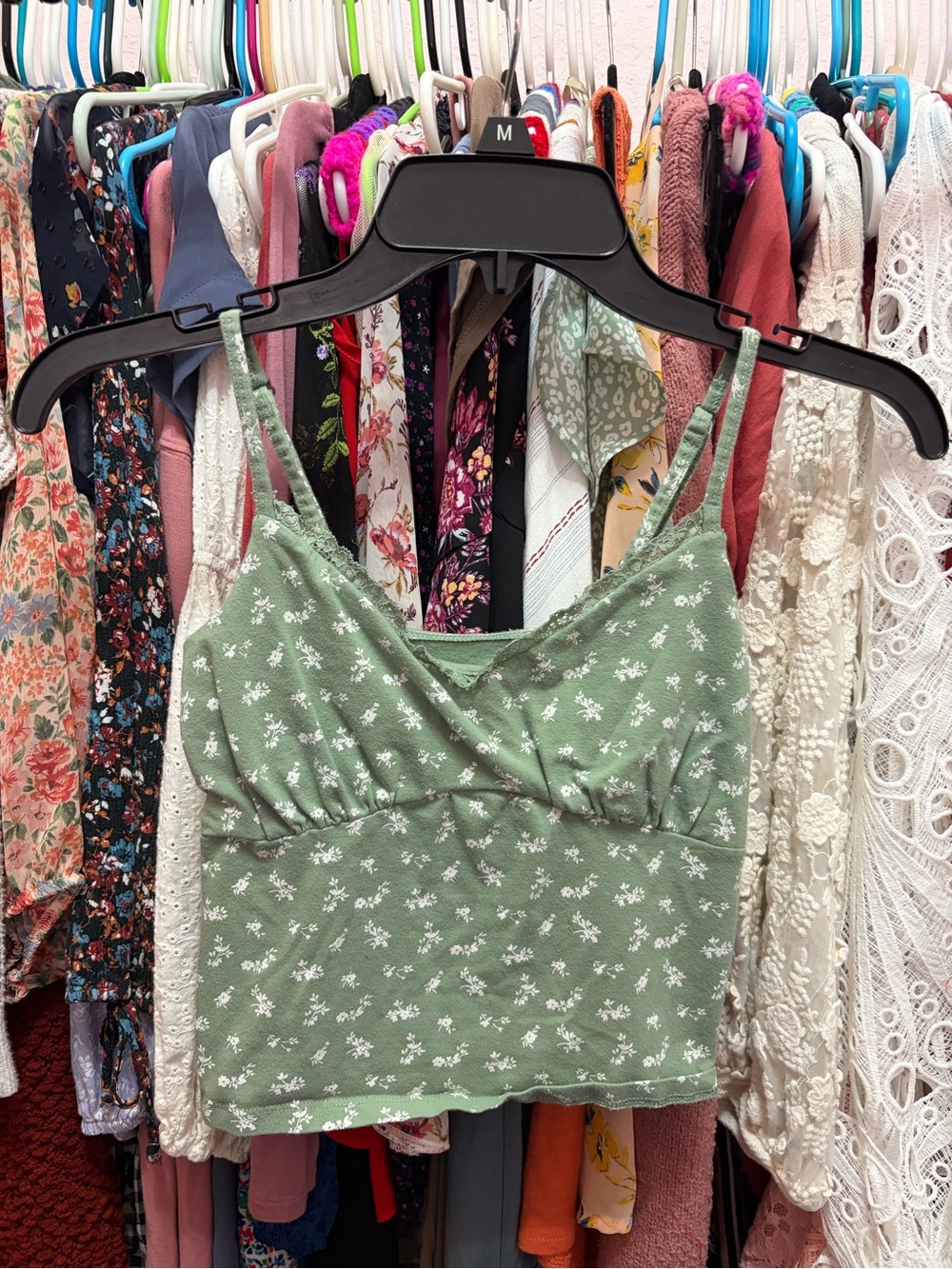 Hollister Green Floral Cami with Adjustable Straps